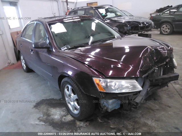 5NPEU46F66H106283 - 2006 HYUNDAI SONATA GLS/LX MAROON photo 1