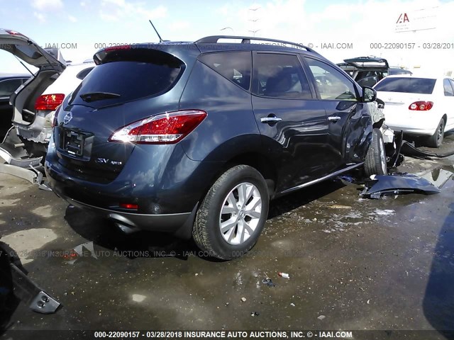 JN8AZ1MW2DW321964 - 2013 NISSAN MURANO S/SL/LE Dark Blue photo 4