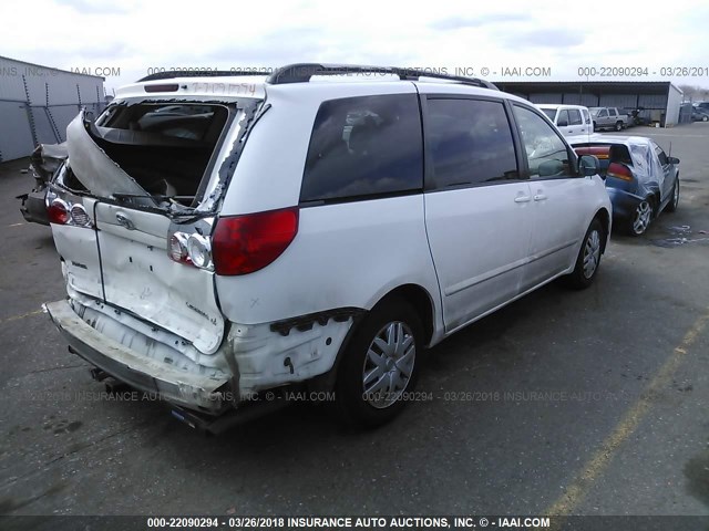 5TDZK23C58S129976 - 2008 TOYOTA SIENNA CE/LE WHITE photo 4