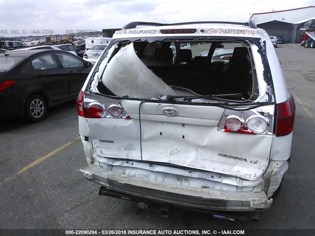 5TDZK23C58S129976 - 2008 TOYOTA SIENNA CE/LE WHITE photo 6