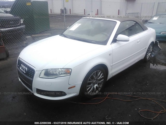 WAUAF48H99K002185 - 2009 AUDI A4 2.0T CABRIOLET WHITE photo 2