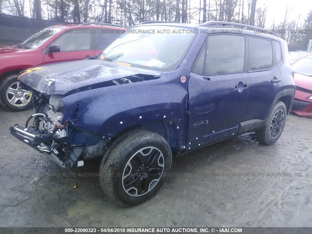 ZACCJBCB9HPF80874 - 2017 JEEP RENEGADE TRAILHAWK BLUE photo 2