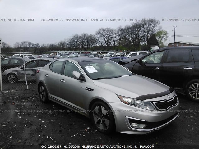 KNAGM4ADXD5058229 - 2013 KIA OPTIMA HYBRID SILVER photo 1