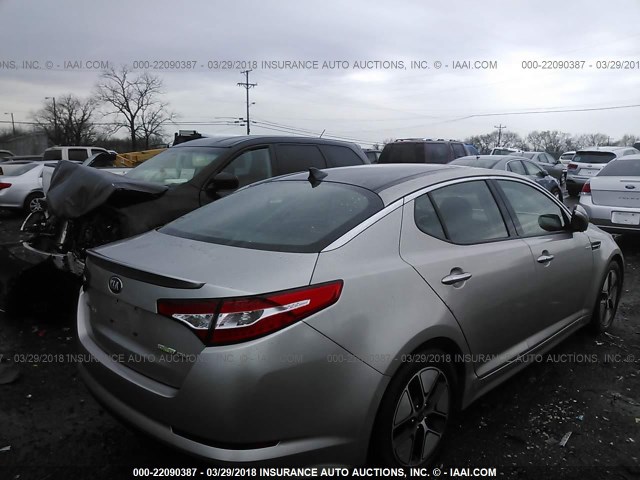 KNAGM4ADXD5058229 - 2013 KIA OPTIMA HYBRID SILVER photo 4