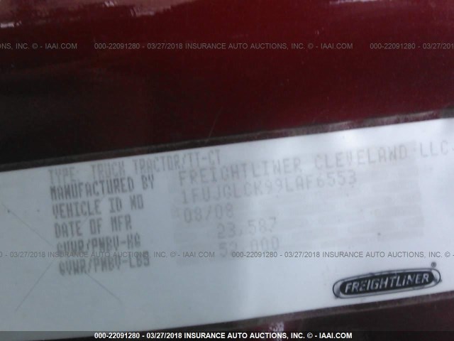 1FUJGLCK99LAF6553 - 2009 FREIGHTLINER CASCADIA 125  Unknown photo 10