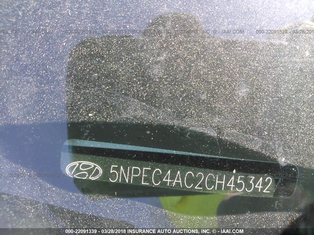 5NPEC4AC2CH453427 - 2012 HYUNDAI SONATA SE/LIMITED WHITE photo 9