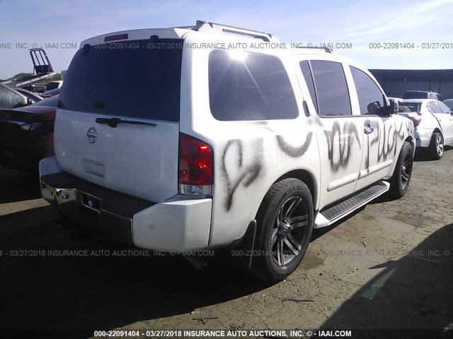 5N1AA08A15N702736 - 2005 NISSAN ARMADA SE/LE WHITE photo 4