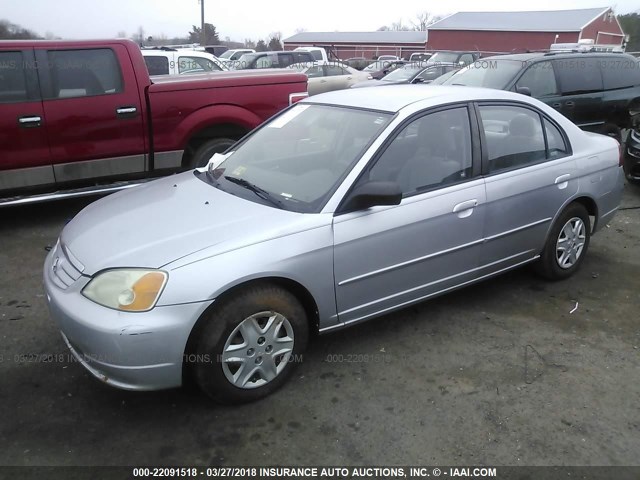 2HGES16563H571356 - 2003 HONDA CIVIC LX SILVER photo 2