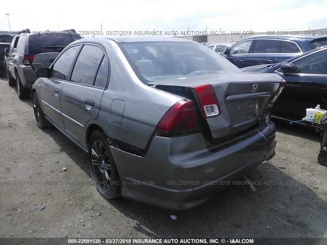 2HGES16385H580240 - 2005 HONDA CIVIC DX VP GRAY photo 3