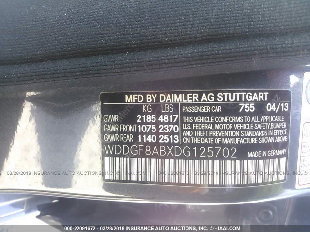 WDDGF8ABXDG125702 - 2013 MERCEDES-BENZ C 300 4MATIC GRAY photo 9