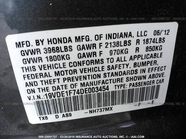 19VDE1F74DE003454 - 2013 ACURA ILX 20 TECH GRAY photo 9