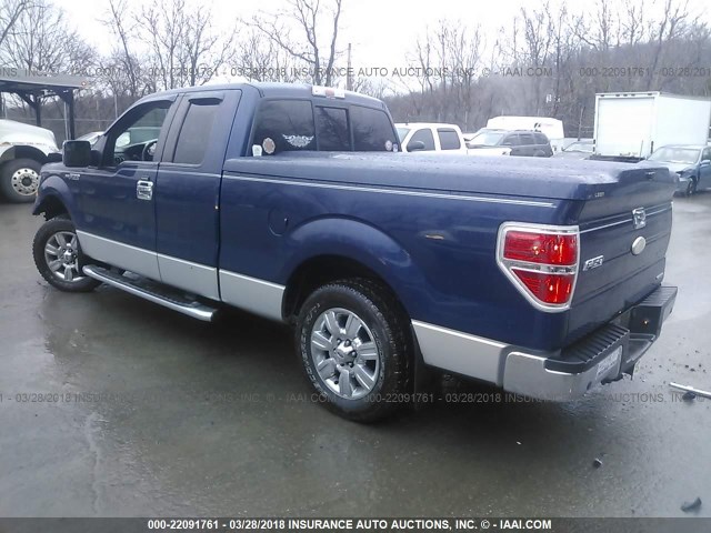 1FTEX1CM9BFC45806 - 2011 FORD F150 SUPER CAB BLUE photo 3