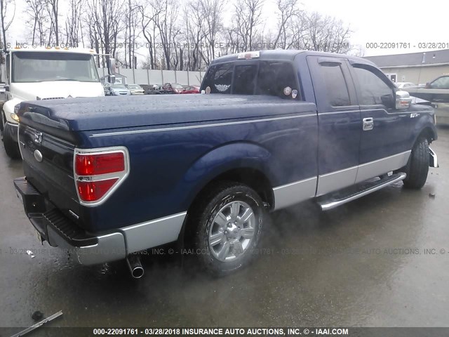 1FTEX1CM9BFC45806 - 2011 FORD F150 SUPER CAB BLUE photo 4