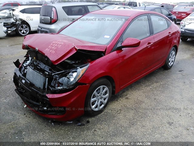 KMHCT4AE2EU708798 - 2014 HYUNDAI ACCENT GLS/GS RED photo 2