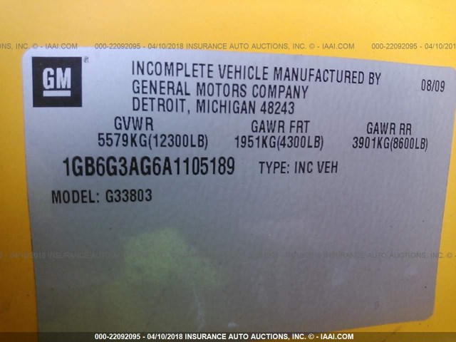 1GB6G3AG6A1105189 - 2010 CHEVROLET EXPRESS G3500  YELLOW photo 10