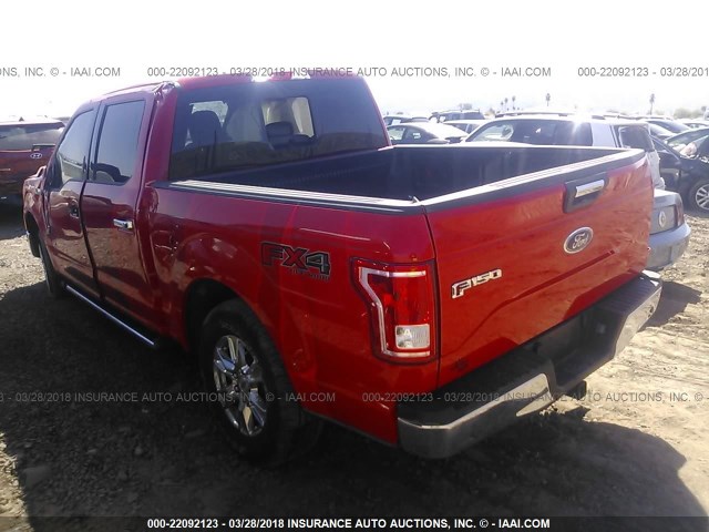 1FTEW1EG5FKD02512 - 2015 FORD F150 SUPERCREW RED photo 3