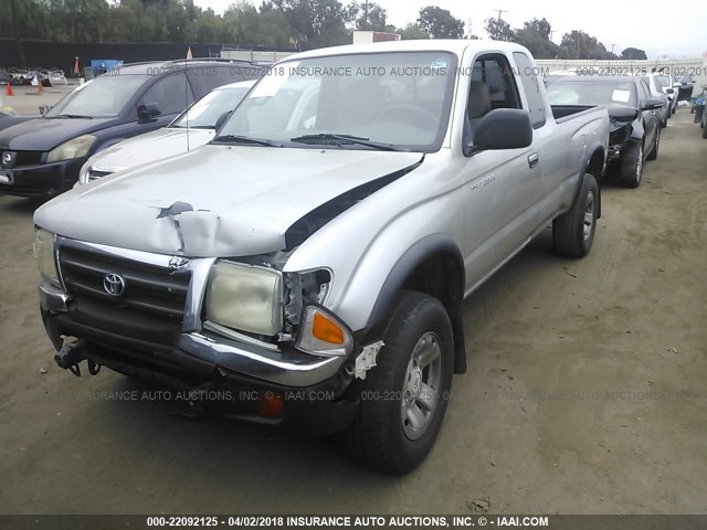 4TASN92N3YZ601929 - 2000 TOYOTA TACOMA XTRACAB PRERUNNER ვერცხლისფერი ფოტო 2