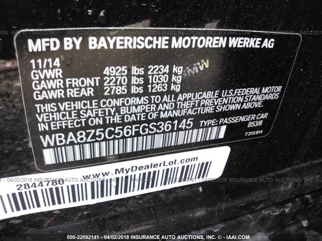 WBA8Z5C56FGS36145 - 2015 BMW 328 XIGT/SULEV Dark Brown photo 9
