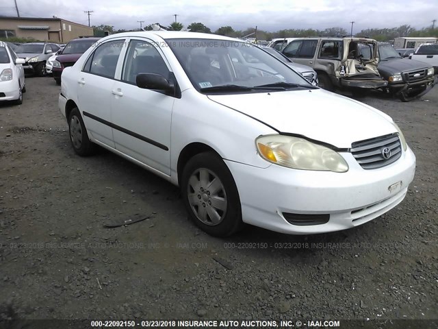 JTDBR32E130034204 - 2003 TOYOTA COROLLA CE/LE WHITE photo 1