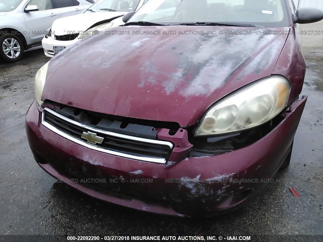 2G1WJ15K369374441 - 2006 CHEVROLET MONTE CARLO LS MAROON photo 6