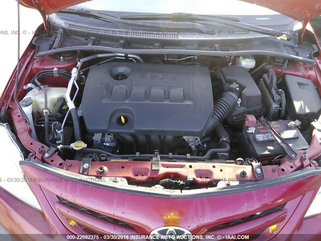 2T1BU4EE6BC602628 - 2011 TOYOTA COROLLA S/LE RED photo 10