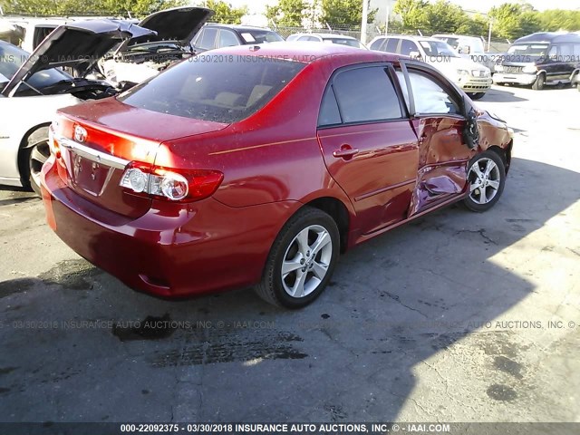 2T1BU4EE6BC602628 - 2011 TOYOTA COROLLA S/LE RED photo 4