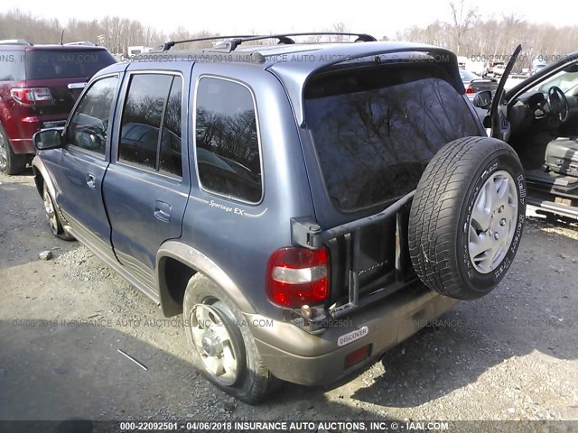 KNDJA723715055616 - 2001 KIA SPORTAGE BLUE photo 3