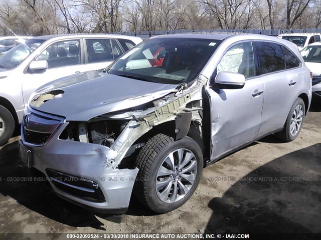 5FRYD4H44EB034889 - 2014 ACURA MDX TECHNOLOGY SILVER photo 2