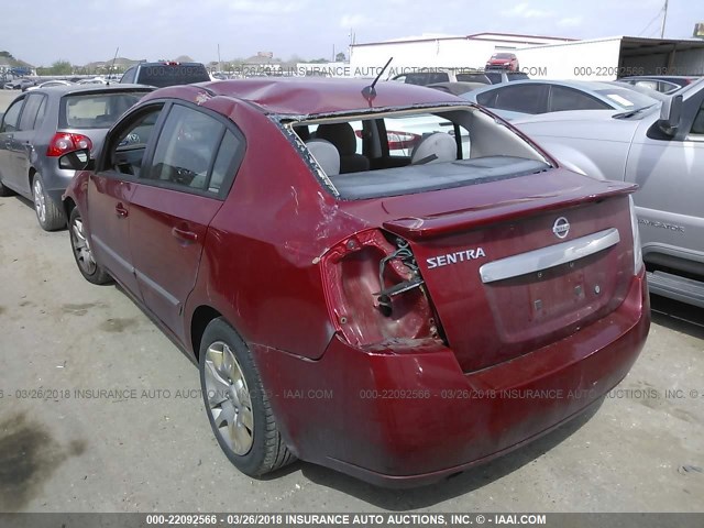 3N1AB6AP5BL663392 - 2011 NISSAN SENTRA 2.0/2.0S/SR/2.0SL RED photo 3