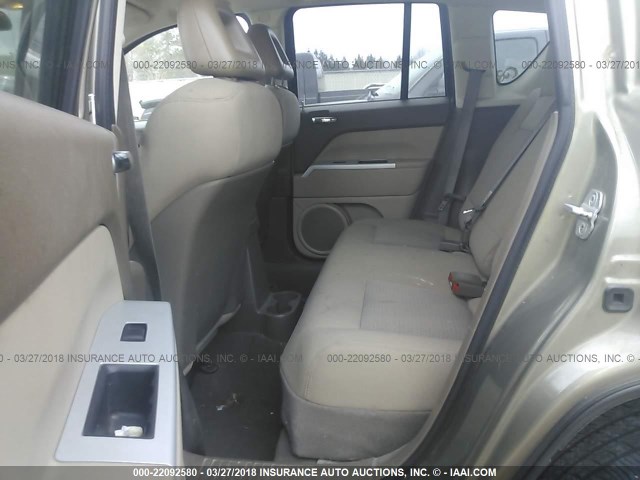 1J8FT47008D644738 - 2008 JEEP COMPASS SPORT ოქროსფერი ფოტო 8