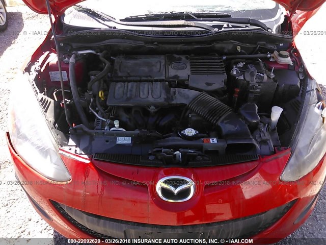 JM1DE1KZ9E0181031 - 2014 MAZDA MAZDA2 SPORT RED photo 10