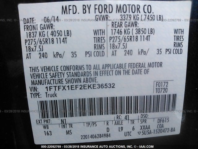 1FTFX1EF2EKE36532 - 2014 FORD F150 SUPER CAB BLUE photo 9