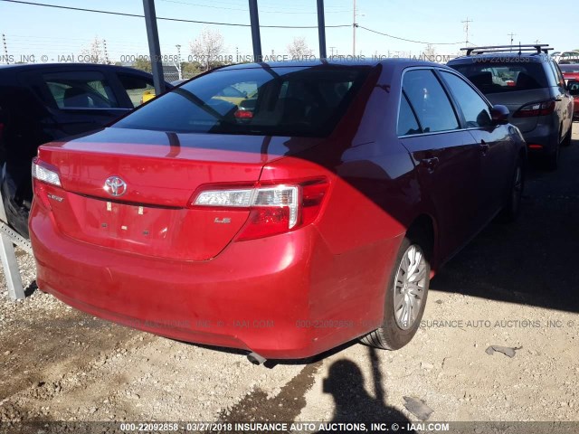 4T1BF1FK8EU826838 - 2014 TOYOTA CAMRY L/SE/LE/XLE RED photo 4