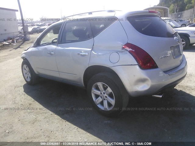 JN8AZ08T96W402781 - 2006 NISSAN MURANO SL/SE/S SILVER photo 3