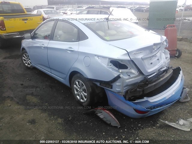 KMHCT4AE8DU421061 - 2013 HYUNDAI ACCENT GLS/GS BLUE photo 3