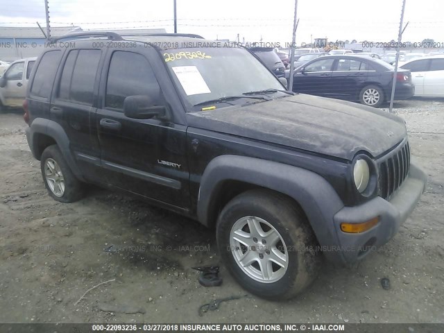 1J4GL48K64W326191 - 2004 JEEP LIBERTY SPORT BLACK photo 1