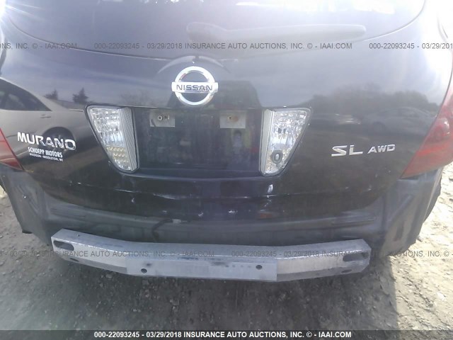 JN8AZ08W77W666481 - 2007 NISSAN MURANO SL/SE/S BLACK photo 6