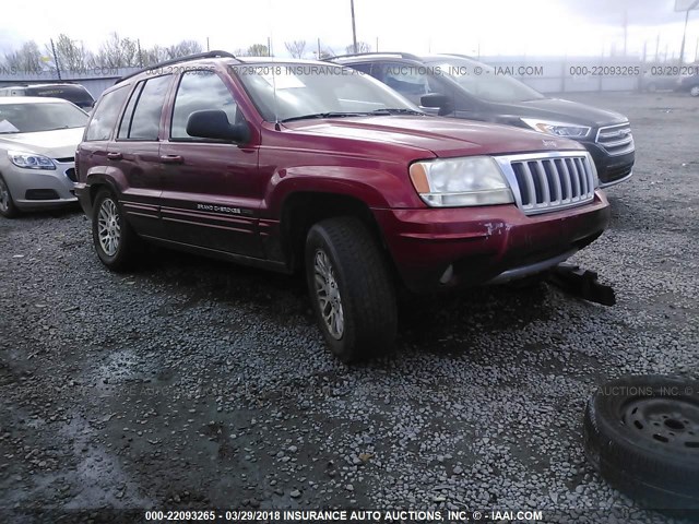 1J4GW58N94C314805 - 2004 JEEP GRAND CHEROKEE LIMITED RED photo 1