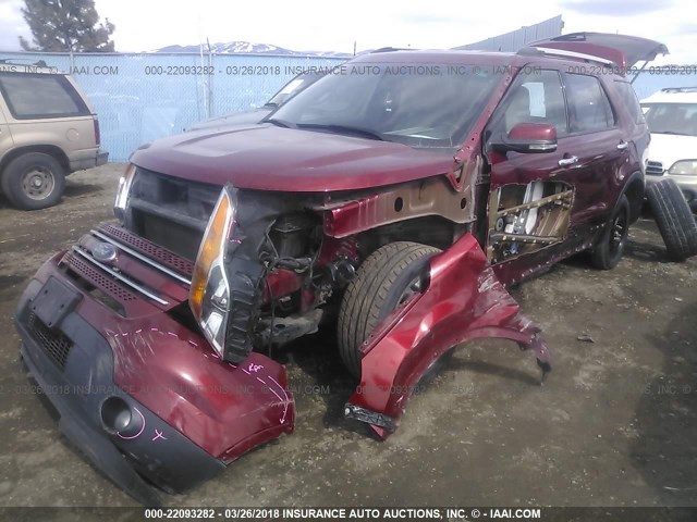 1FM5K8F84DGA94114 - 2013 FORD EXPLORER LIMITED 红色 照片 2