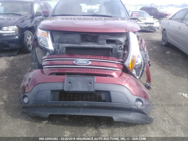 1FM5K8F84DGA94114 - 2013 FORD EXPLORER LIMITED RED photo 6