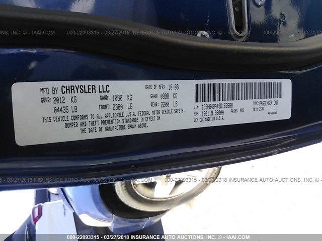 1B3HB48A49D162688 - 2009 DODGE CALIBER SXT BLUE photo 9