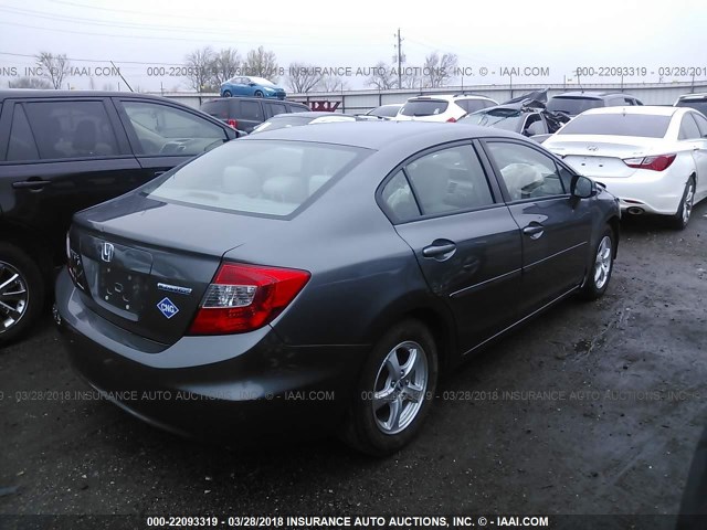 19XFB5F50CE003335 - 2012 HONDA CIVIC NATURAL GAS GRAY photo 4