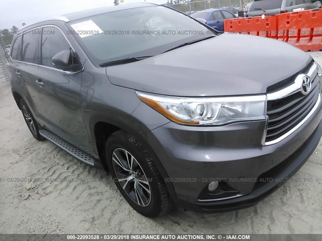 5TDKKRFH6GS505441 - 2016 TOYOTA HIGHLANDER XLE ნაცრისფერი ფოტო 1