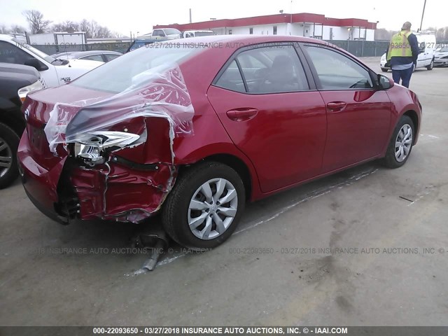 2T1BURHEXEC135209 - 2014 TOYOTA COROLLA L/LE/LE PLS/PRM/S/S PLS RED photo 4