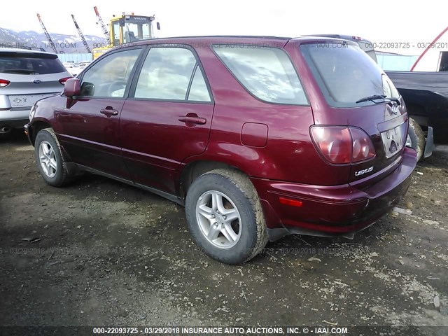 JT6HF10U8X0047384 - 1999 LEXUS RX 300 MAROON photo 3