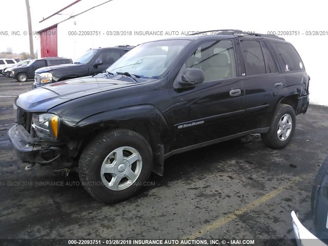 1GNDT13S622164542 - 2002 CHEVROLET TRAILBLAZER  BLACK photo 2