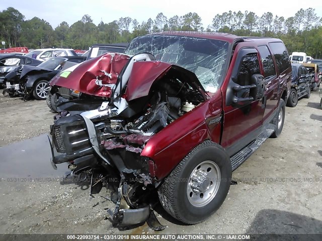 1FMNU40P35EA92533 - 2005 FORD EXCURSION XLT RED photo 2