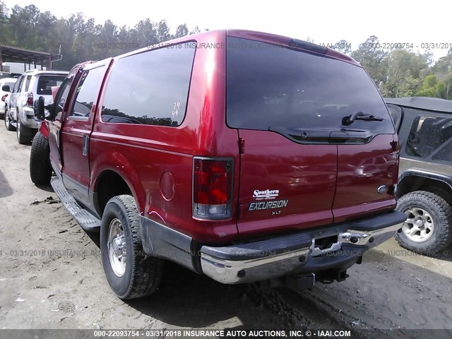 1FMNU40P35EA92533 - 2005 FORD EXCURSION XLT RED photo 3