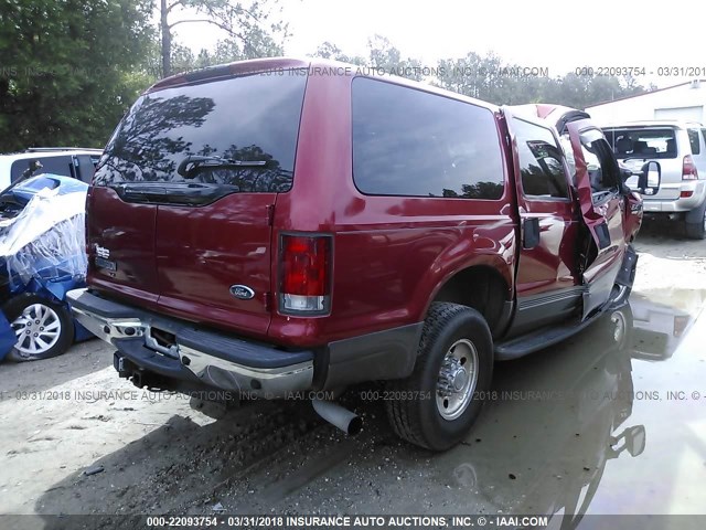 1FMNU40P35EA92533 - 2005 FORD EXCURSION XLT RED photo 4