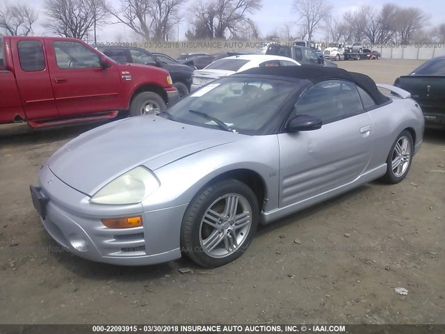 4A3AE55H53E071961 - 2003 MITSUBISHI ECLIPSE SPYDER GT SILVER photo 2